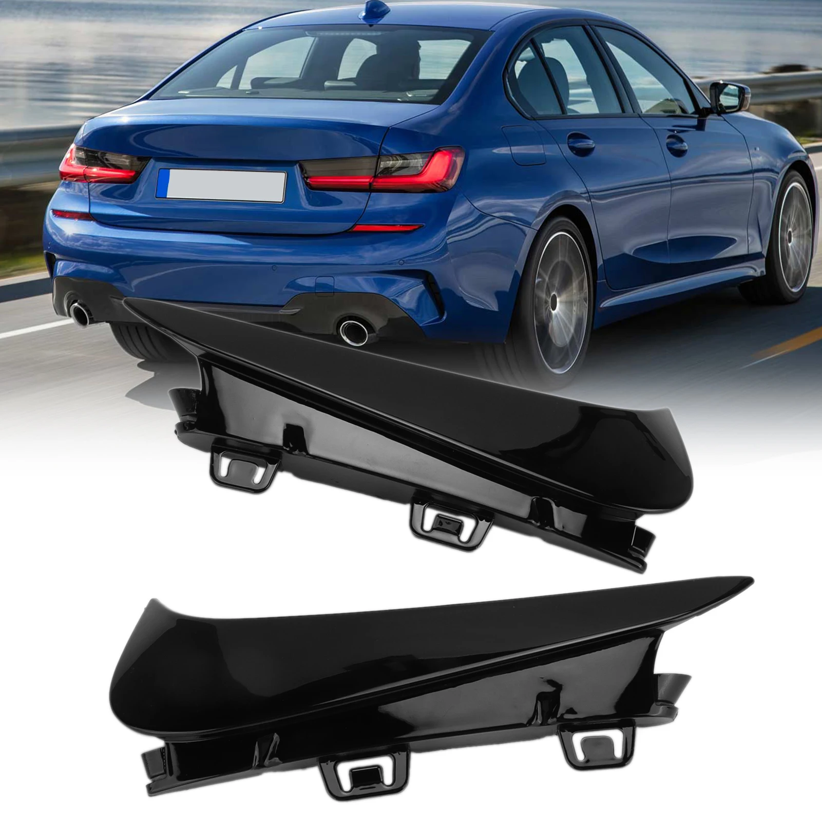 

Gloss Black Rear Bumper Side Vent Canard Trims Replacement for 3 Series G20 M Sport 2019‑2021