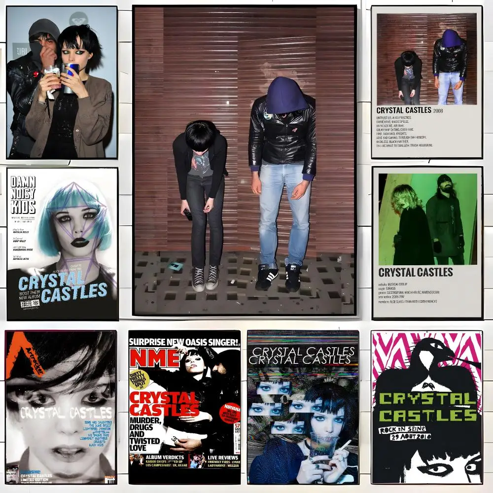 Synth Punk Band C-Crystal Castles Poster  Self-adhesive Art Waterproof Paper Sticker Coffee House Bar Room Wall Decor