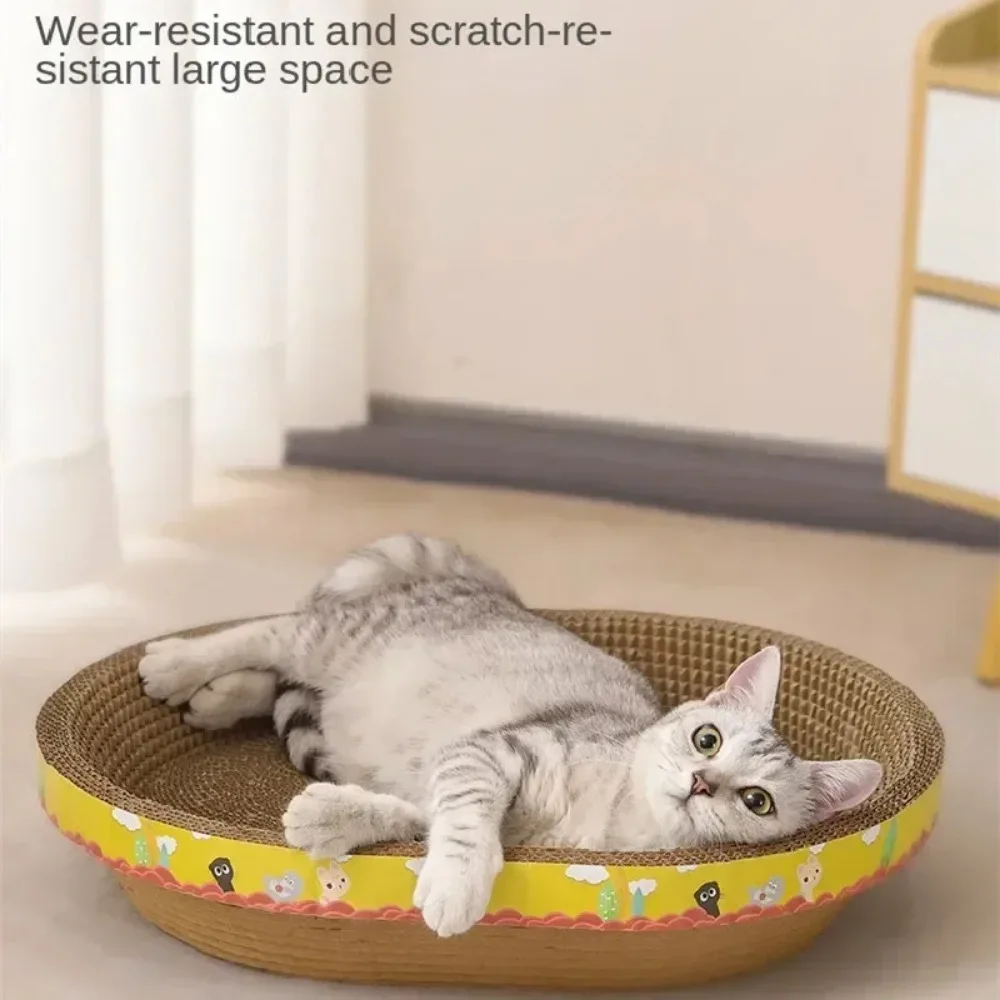 Cat Scraper Cat Scratching Board Claw Grinding Toy Oval Corrugated Box Wear-resistant Cat Nest Pets Accessories Scraper for pets