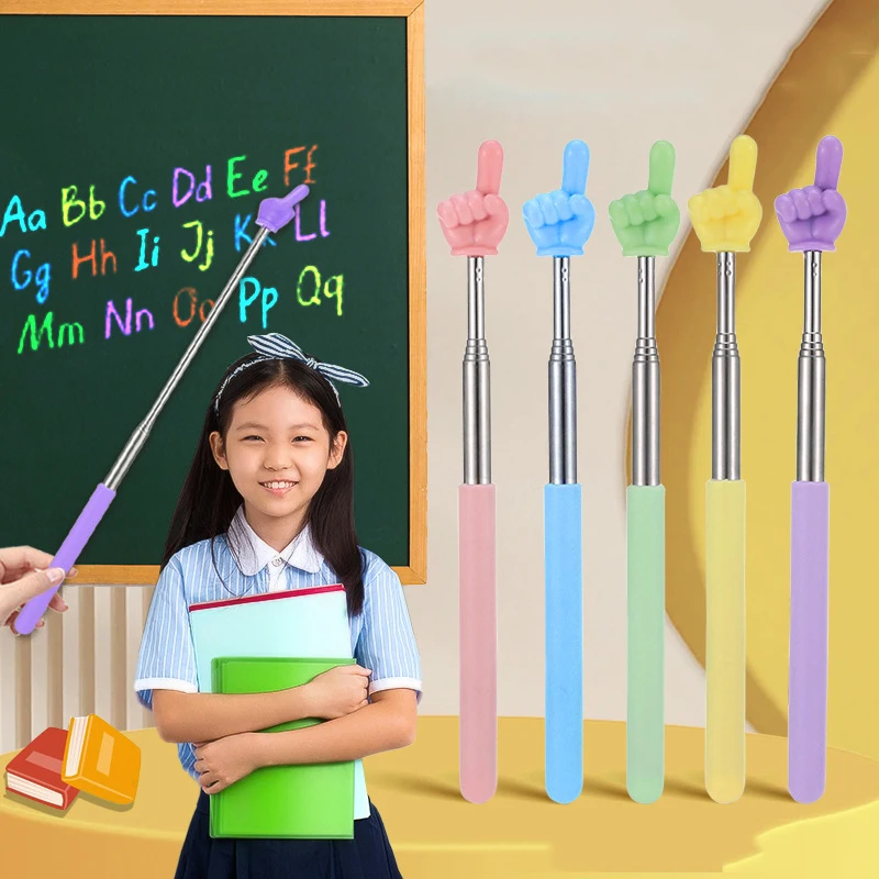 Puntatore didattico in acciaio inossidabile Bastoncini per la lettura delle dita genitore-figlio Asta telescopica Bastone didattico per la progettazione delle dita Strumento scolastico per bambini