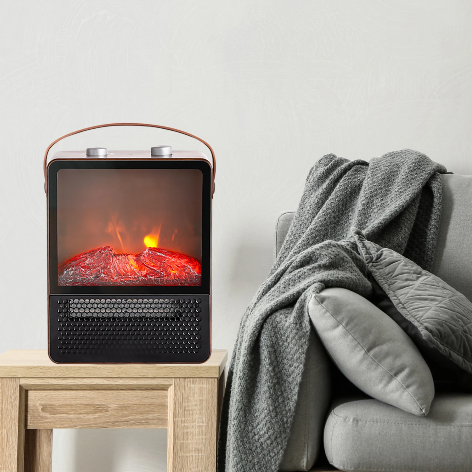 850w 1500w Thermostat Control Ceramic Heating Freestanding Electric Fireplace Insert Realistic Flame Fire Place Stove