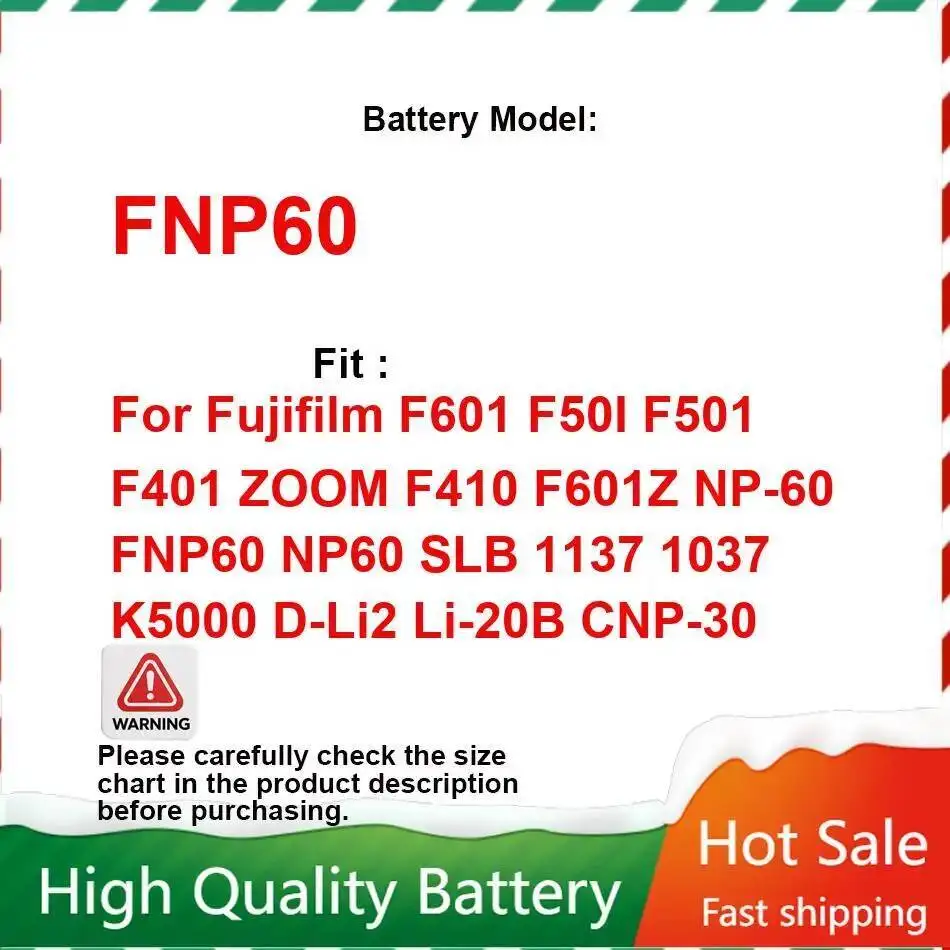 1500mAh NP-60 FNP60 NP60 SLB 1137 1037 CNP-30 K5000 D-Li2 Li-20B Battery for Fujifilm F50I F501 F401 ZOOM F410 F601 F601Z + NO
