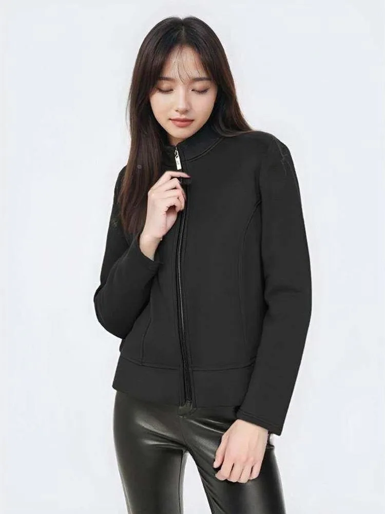 

Thiened Fce Autumn Winter New Sle Comfortable Warm Slim Fit Gym Collar Casual Open Cardigan Women's Outerwear Loose