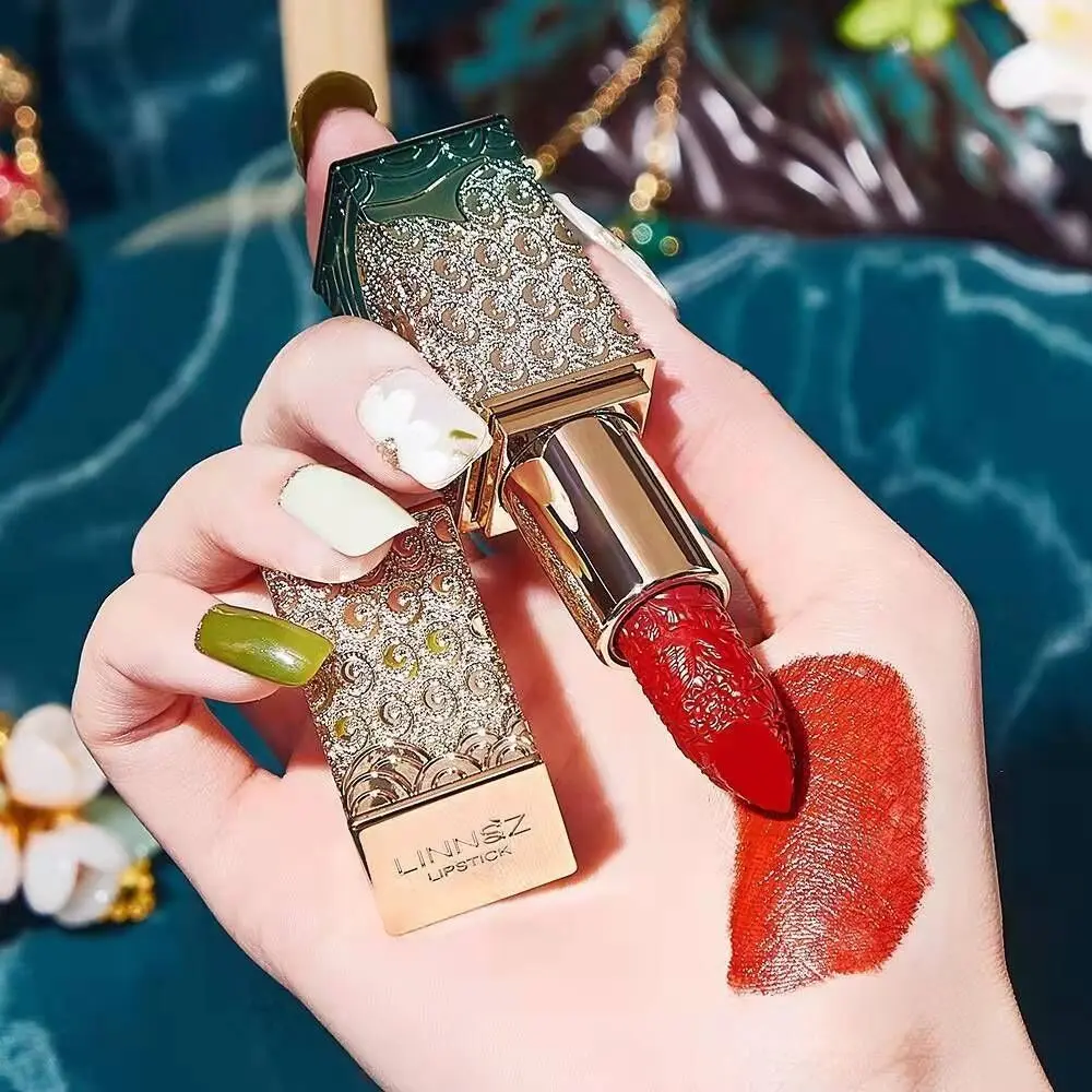 Lápiz labial tallado con plumas de Fénix, taza antiadherente, estilo nacional, niebla mate, esmalte de labios de terciopelo, bálsamo labial mate Retro, maquillaje de labios