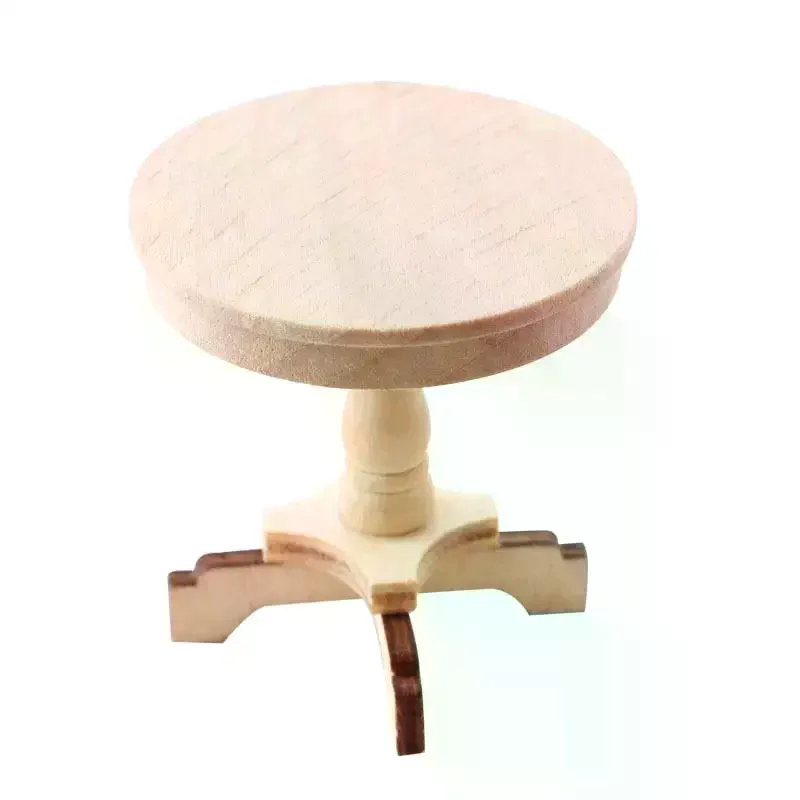 Mesa de centro en miniatura para casa de muñecas 1:12, mesa redonda pequeña, muebles de mesa de madera originales, modelo de decoración para el hogar, accesorios para casa de muñecas de juguete