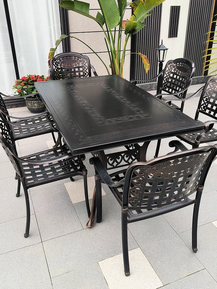 

Outdoor cast aluminum tables and chairs villa courtyard garden leisure terrace tables and chairs in the courtyard