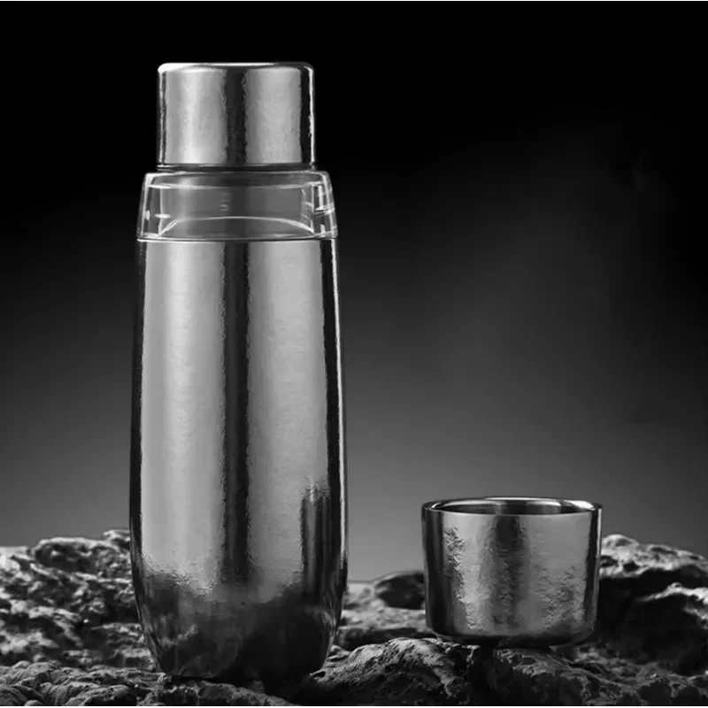 Portable Titanium Magnetic Thermos Cup Double Layer Insulation Tea Bottle Household Travel Mug with Double Cover for Hot Cold