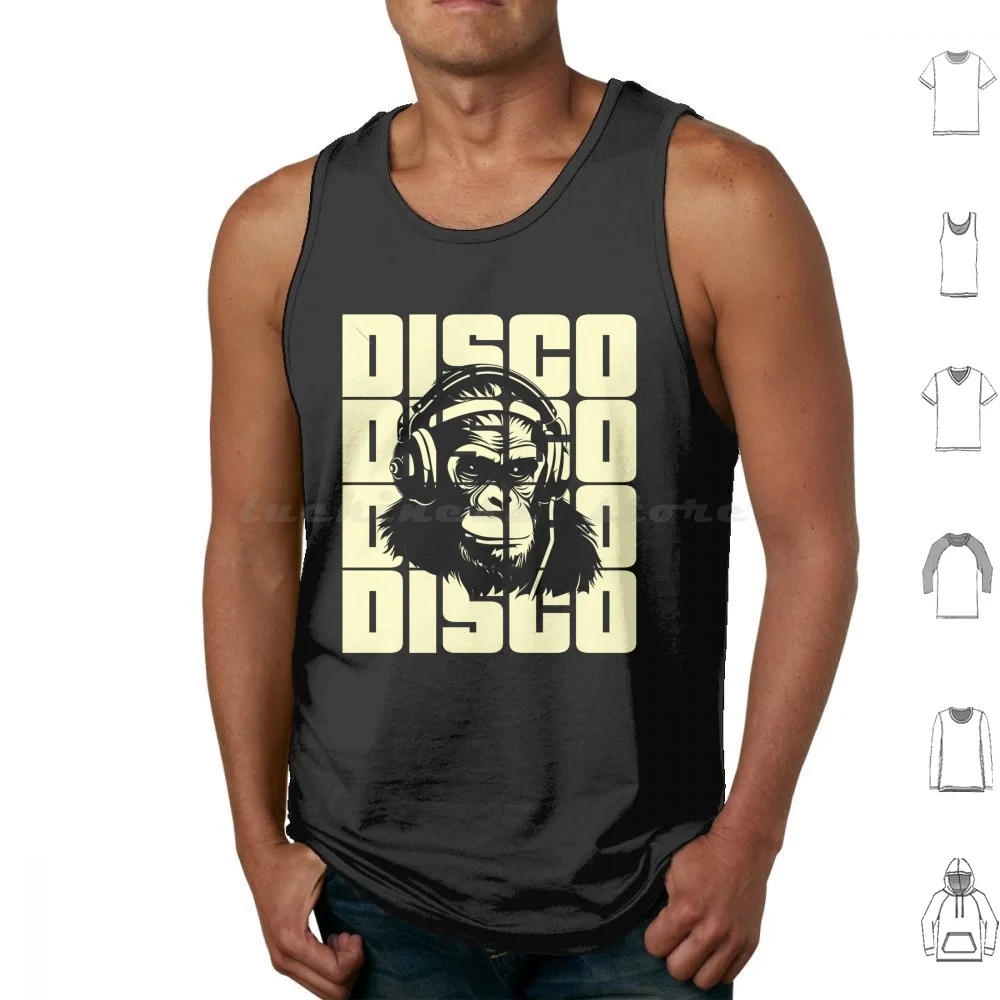 

Silent Disco Headphones Tank Tops Print Cotton 70s Disco Costume Silent Party Silent Disco Silent Disco Event Disco Outfit