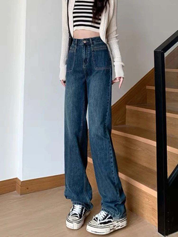 High Waist Straight Vintage Jeans Casual Wide Leg Pants Baggy Korea Loose Vaqueros New Fashion Women Streetwear Denim Pants