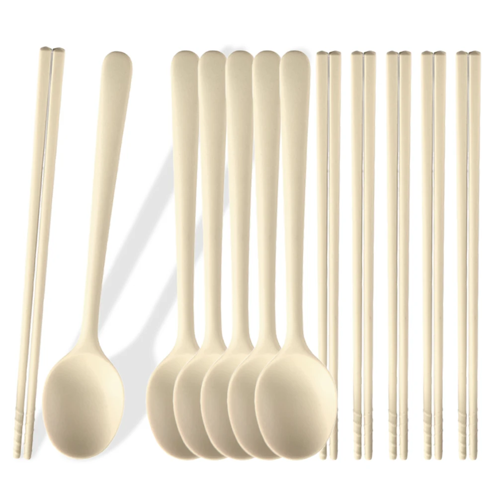 

Korean 12Pcs Tableware Set High Quality Silicone Dinner Flatware Set White Dinnerware Spoon Chopsticks Cutlery Set