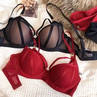 New Red Underwear Women's Sexy Small Chest Gathering Thickening, Large, Traceless, Smooth, Underwired, Comfortable Bra Set
