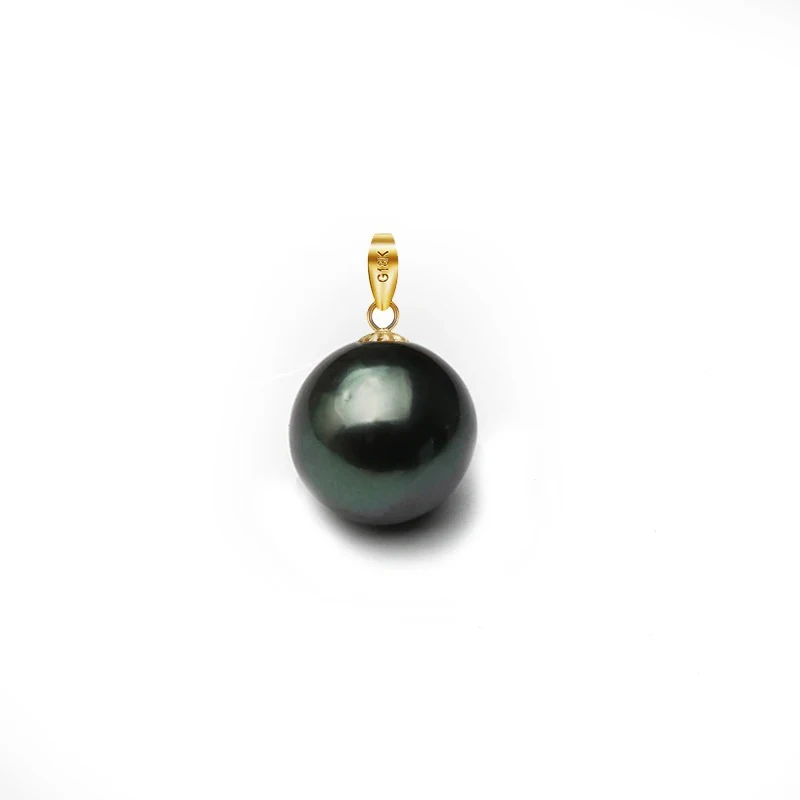 

Real Natural Black Tahitian Pearl Pendant Women,18k Gold Pearl Pendant Without Chain Mother Wife Birthday Gift AA+ Grade