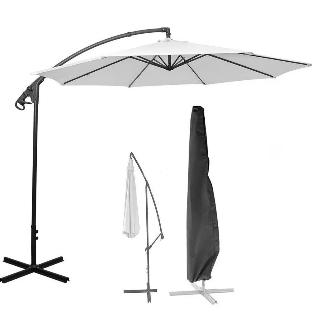 

1Pcs Outdoor Umbrella Cover Waterproof Black Polyester Patio Parasol Cover Protective Drawstring Wind Resistant Weatherproof