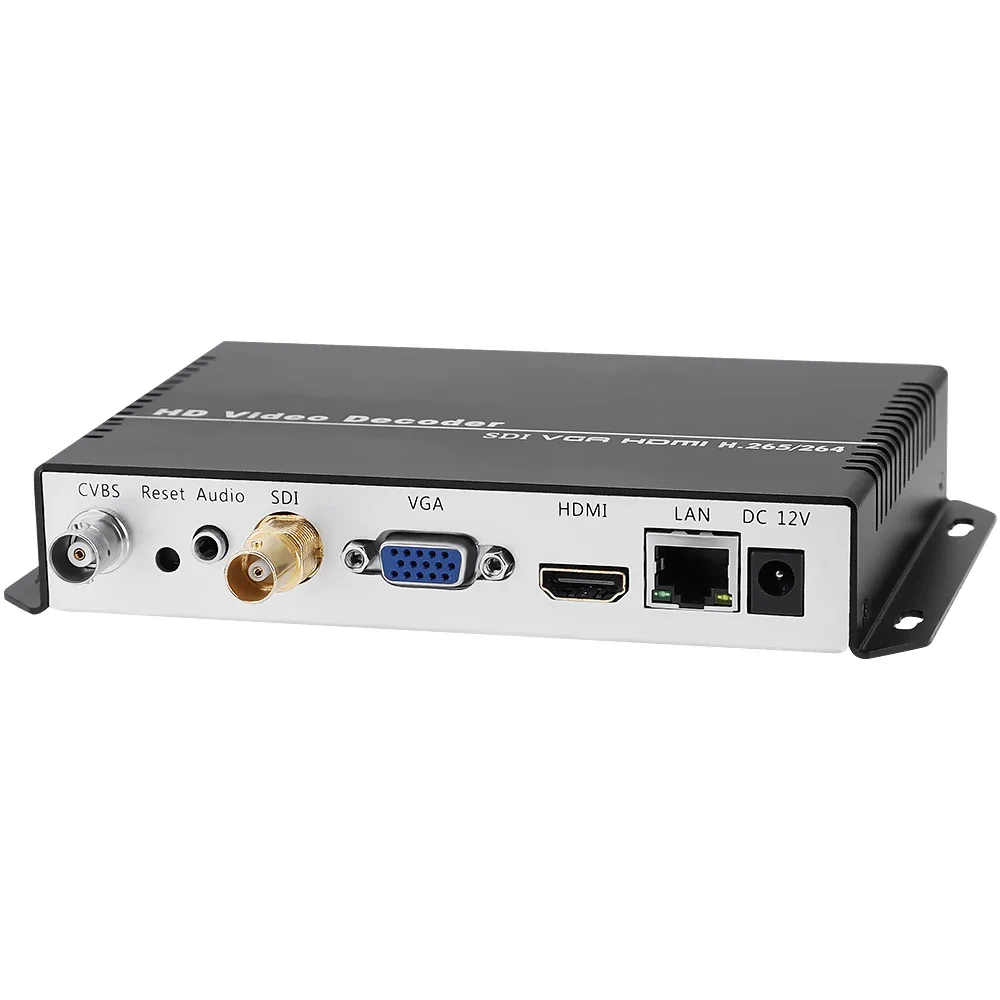 

4K HD HEVC H.265 H264 IP SRT RTMP RTMPS To SDI HDMI CVBS VGA Audio Video Decoder For IP Camera