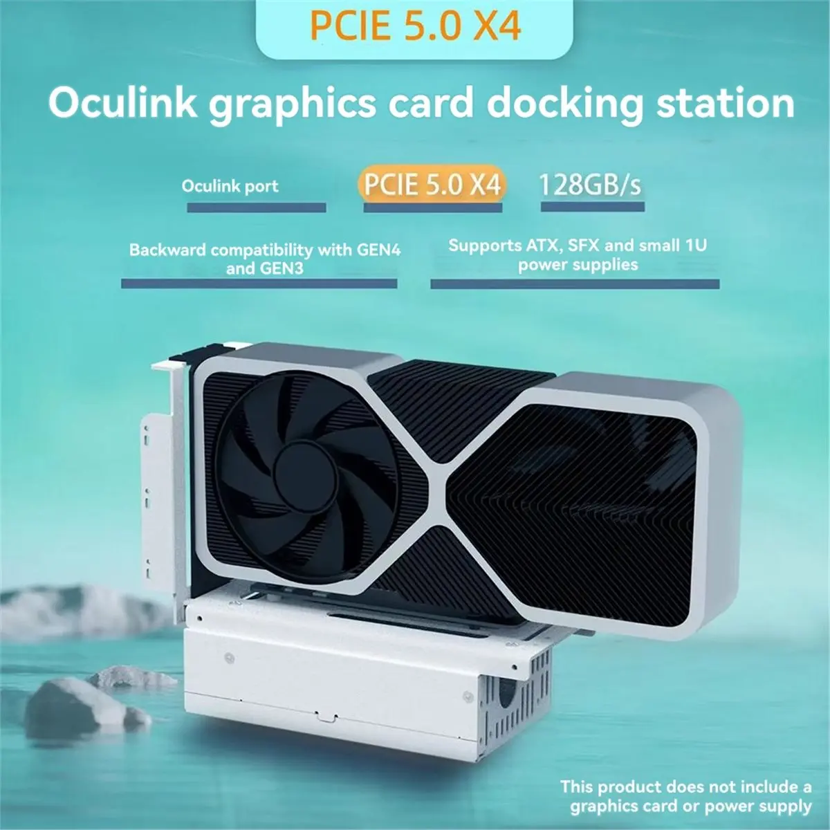 OCuLink GPU Dock PCIe 5.0x4 GDP كمبيوتر محمول إلى بطاقة رسومات الفيديو الخارجية M.2 Oculink SFF8611 إلى PCIE X16 أسود