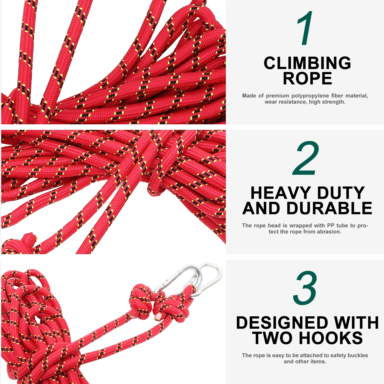 

Premium Climbing High Strength Durable Outdoor Safety Escape Rappelling Rope With Buckles Lightweight Static Rope For