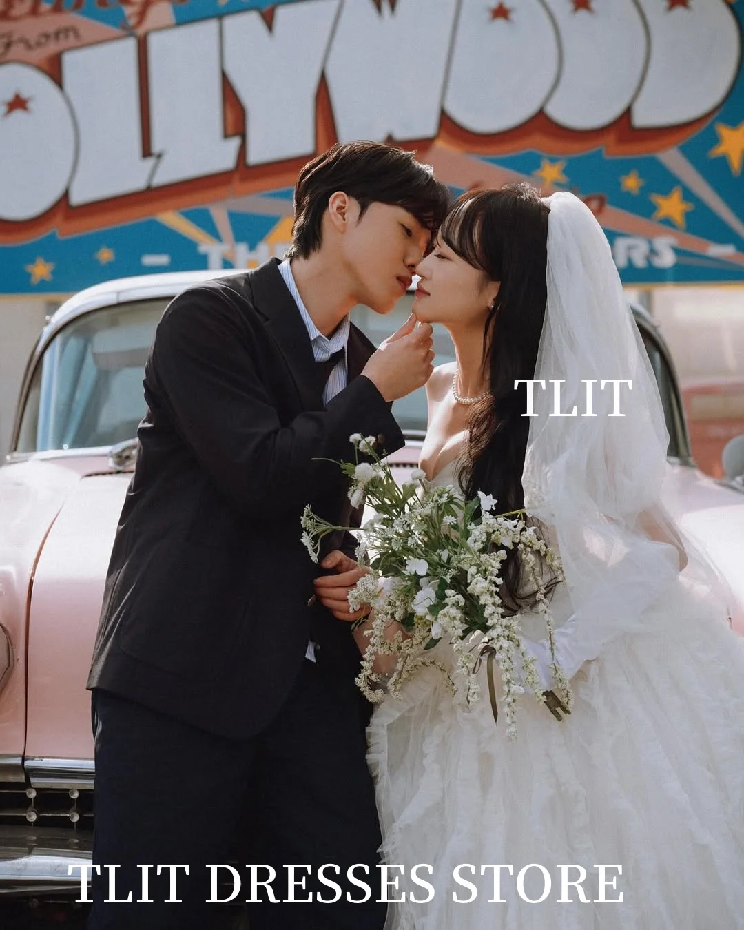 TLIT Lovely White Tulle Tiered Wedding Dress Strapless Bridal Gown Korea Wedding Dress Photo Shoot Customized  웨딩드레스