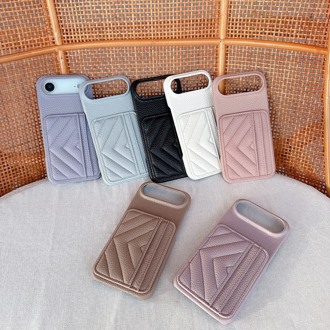 

Роскошный элегантный кожаный чехол-бумажник с двумя слотами для карт 3D для iPhone 11, 12, 13, 14, 15, 16, 17 Pro Max Plus, противоударный чехол