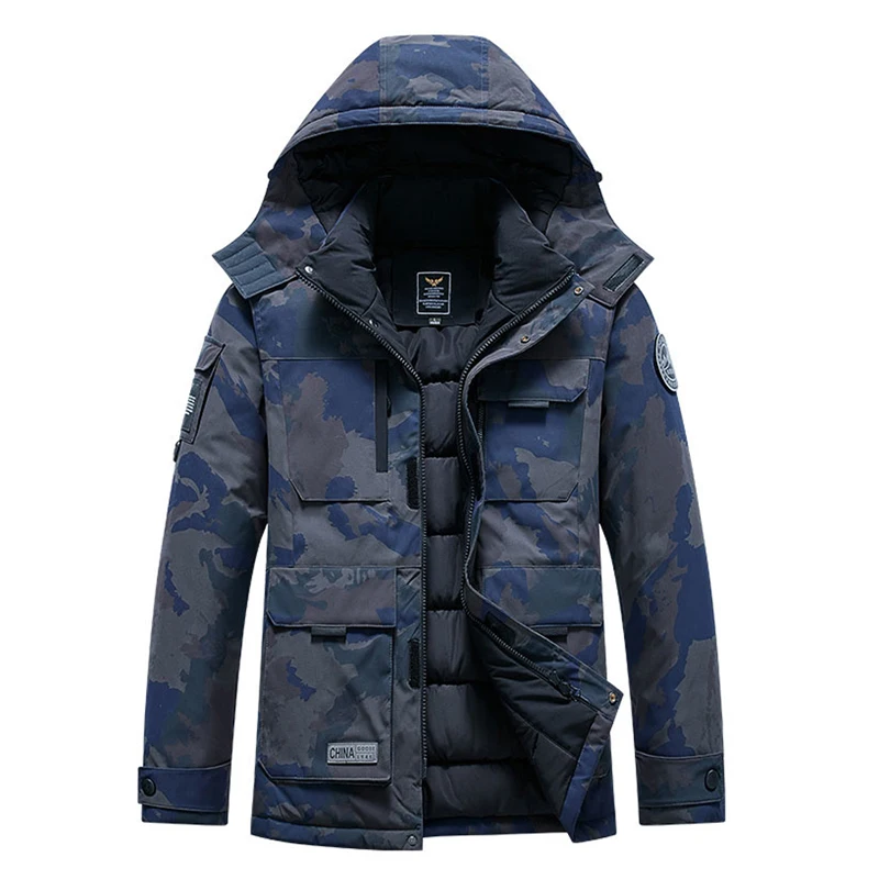 

Winter Hooded Parkas Waterproof Men Parkas High Quality Outdoor Windproof Male Cotton Clothing Zipper Solid Color Jacket for Men