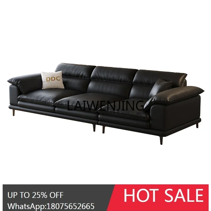 

Italian minimalist elephant ear leather sofa black first layer cowhide sofa