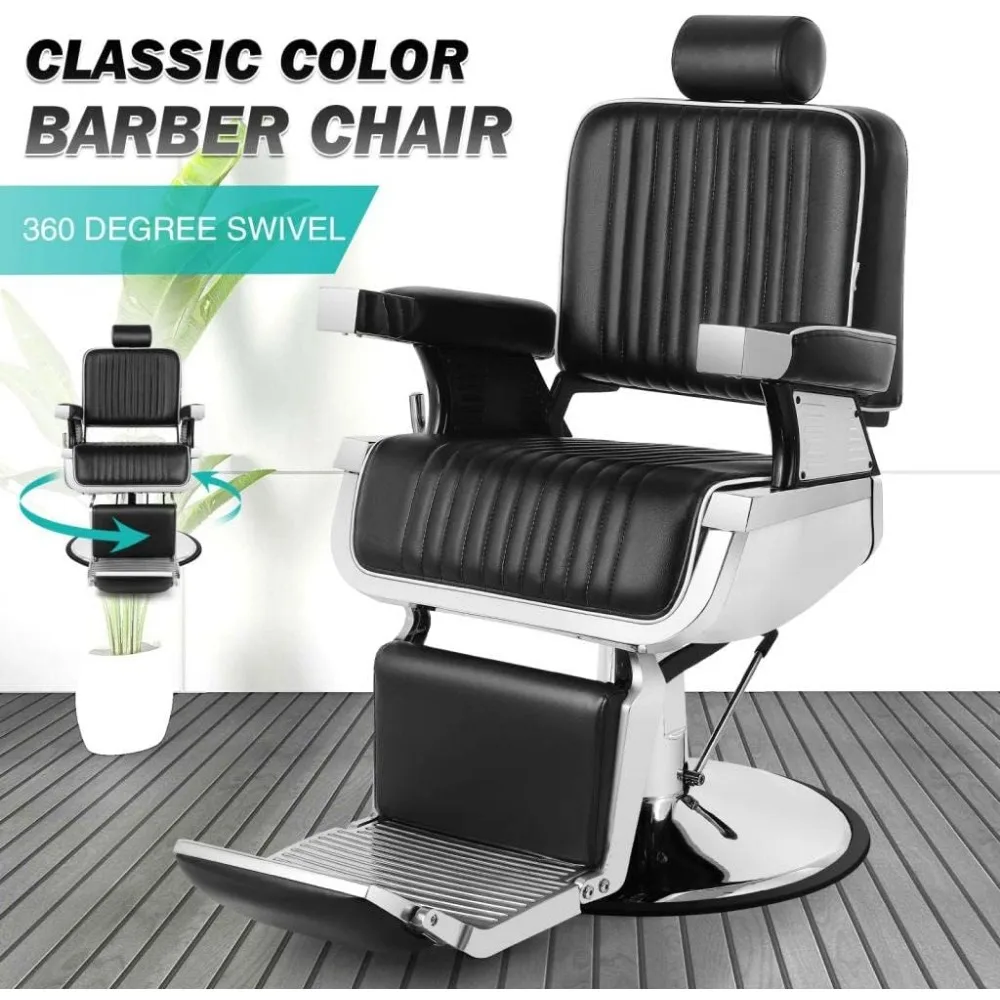 Barber Chair Reclining Hydraulic Barber Chairs Heavy Duty Styling Chairs for Salon Chair Tattoo Chair Beauty Equipment (Black)