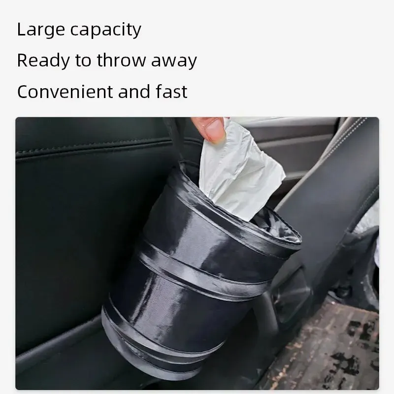 

Car Trash Can Portable Durable Foldable Hanging Car Storage Bucket Chair Back Oxford Cloth Storage Bag Trash Can 1pc