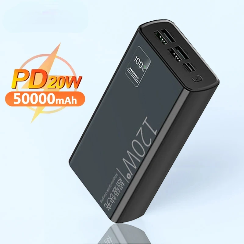 Portable Power Bank Fast Charging 50000mAh Capacity Portable Charger For iPhone HUAWEI Samsung Spare Battery Adult T