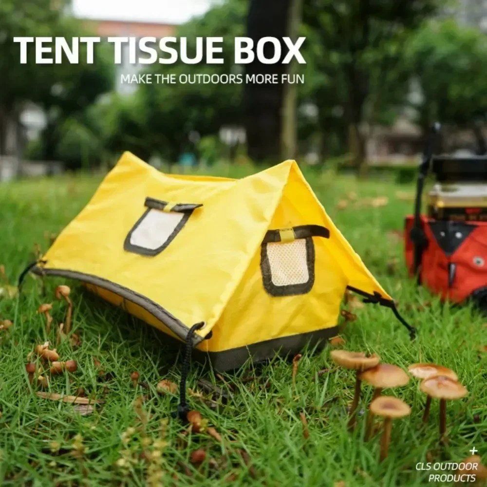 Outdoor Camping Tissue Box Barbecue Creative Tent-shaped Tissue Storage Box Foldable Portable Car Paper Pump