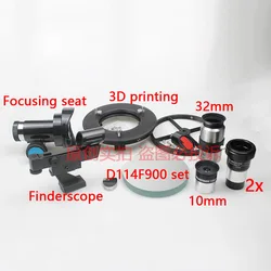 D114F900 DIY Newtonian Reflecting Telescope Set Includes Primary Mirror Focuser Red Dot Star Finder 10mm 32mm Eyepiece 2x Barlow