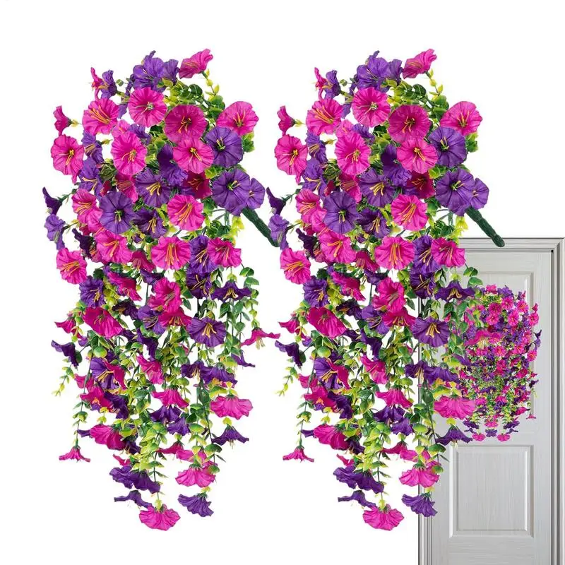 

Artificial Petunias For Outdoors 2pcs Faux Petunias Artificial Plants Weatherproof UV Resistant Simulated Colorful Everlasting