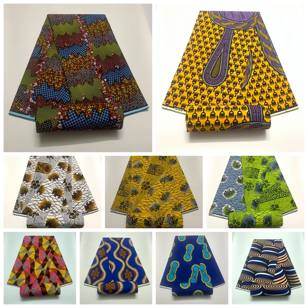 Newest Arrival Veritable pagne African Wax Real Fabric 100% Cotton Ghana Nigeria Batik Style 6 Yards Ankara Prints Wax Material