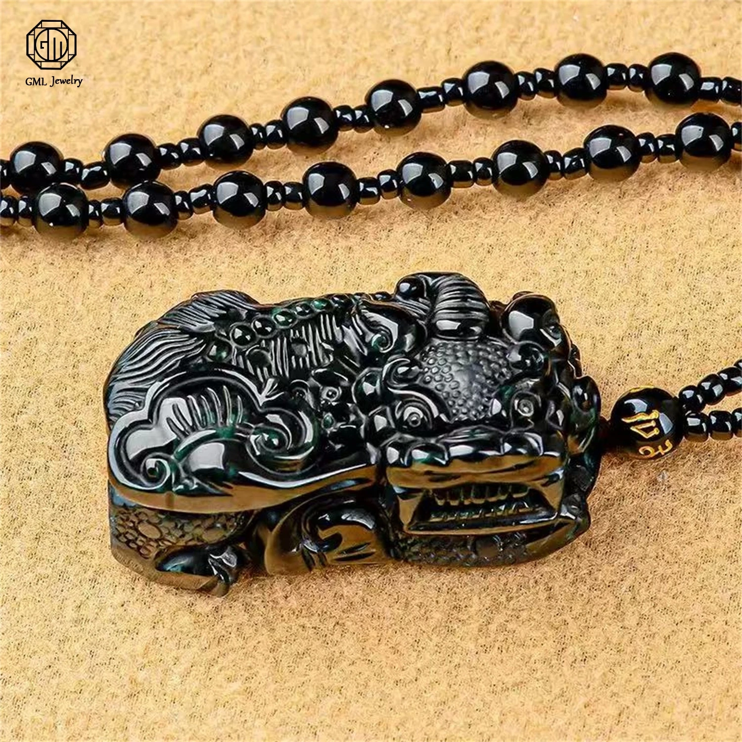 Natural Grade A Jadeite Black Jade Overlord Pixiu Money Ruyi Ice Pendant Couple Pair Wealth Guardian Jade Pendant Jewelry Gift