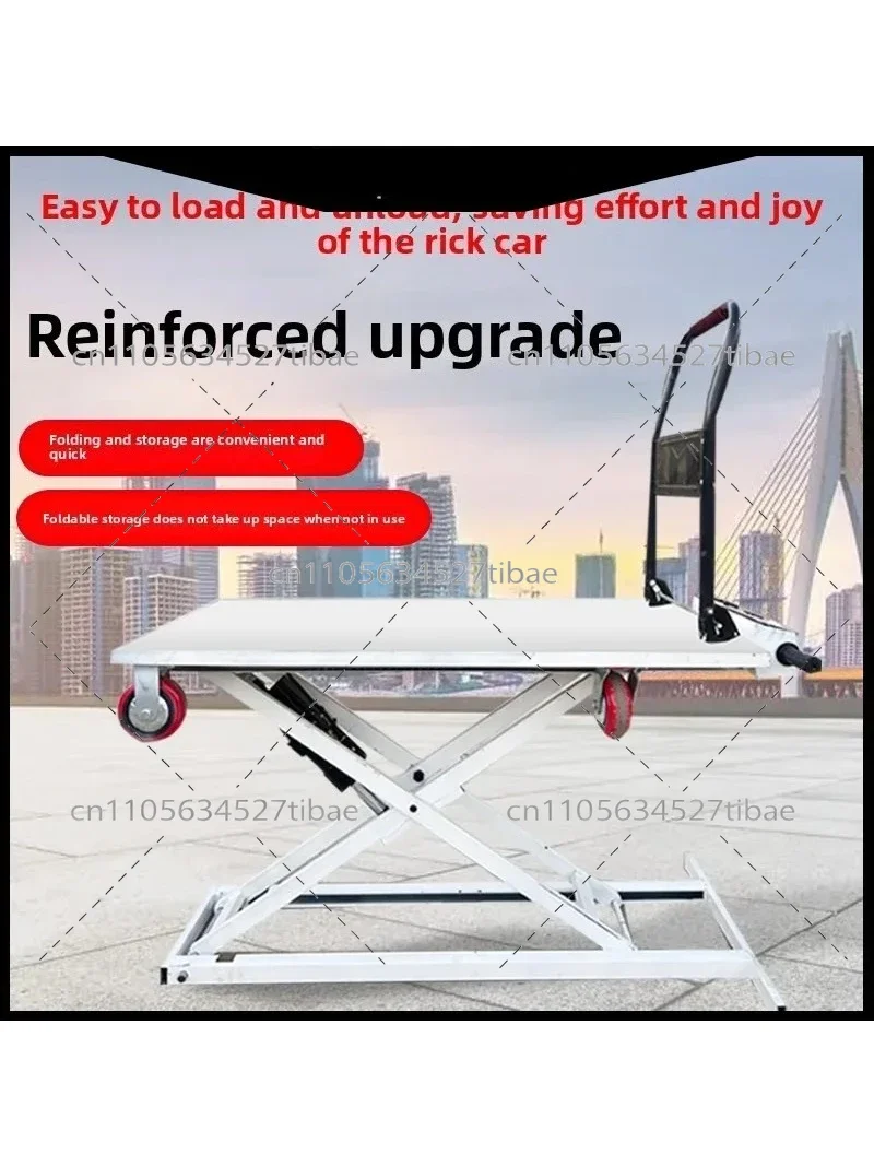 Small Portable Electric Hydraulic Scissor Truck Lifting Platform Flat Trolley - Compact Design for Easy Use