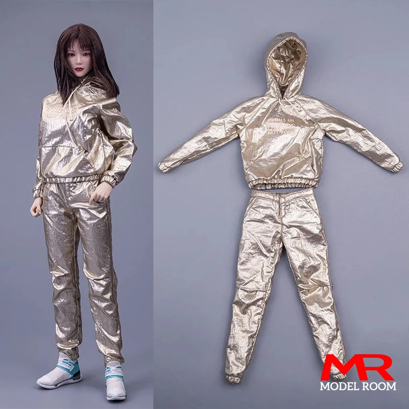 

In Stock 1/6 Scale Female Hip Hop Sprots Clothes Street Dance Golden Clothes Model Fit 12'' Female Soldier Action Figure Body