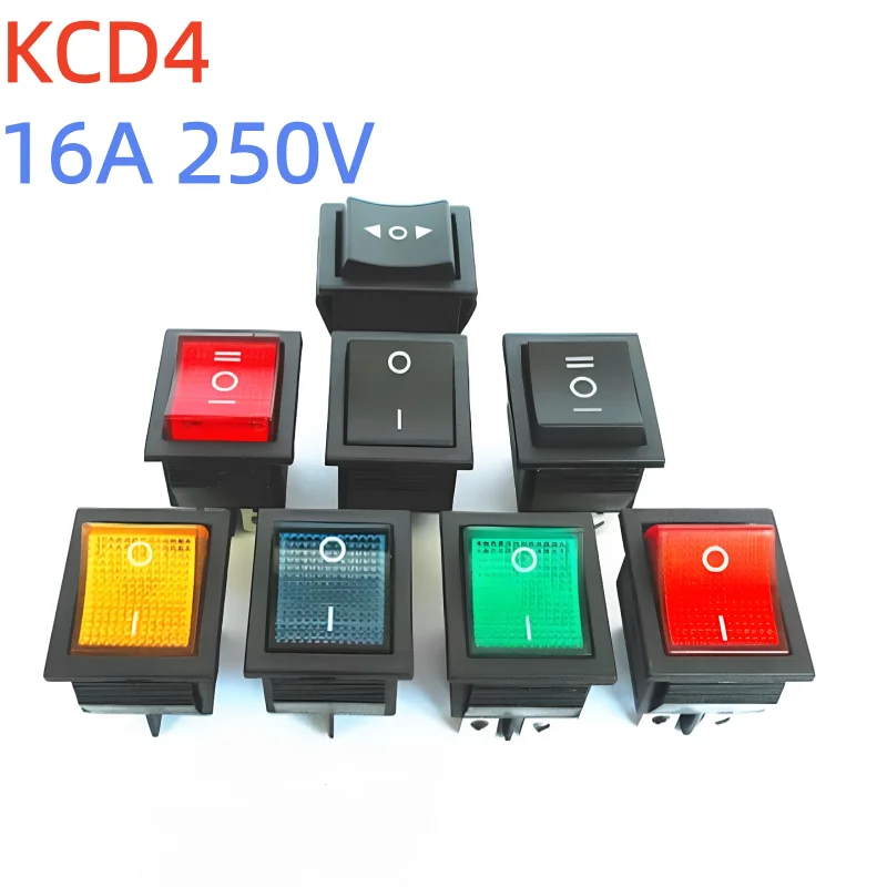 2PCS KCD4 Rocker Switch rocker power reset button 4/6Pint 2/3 Gear with lamp 16A250V Boat Switch