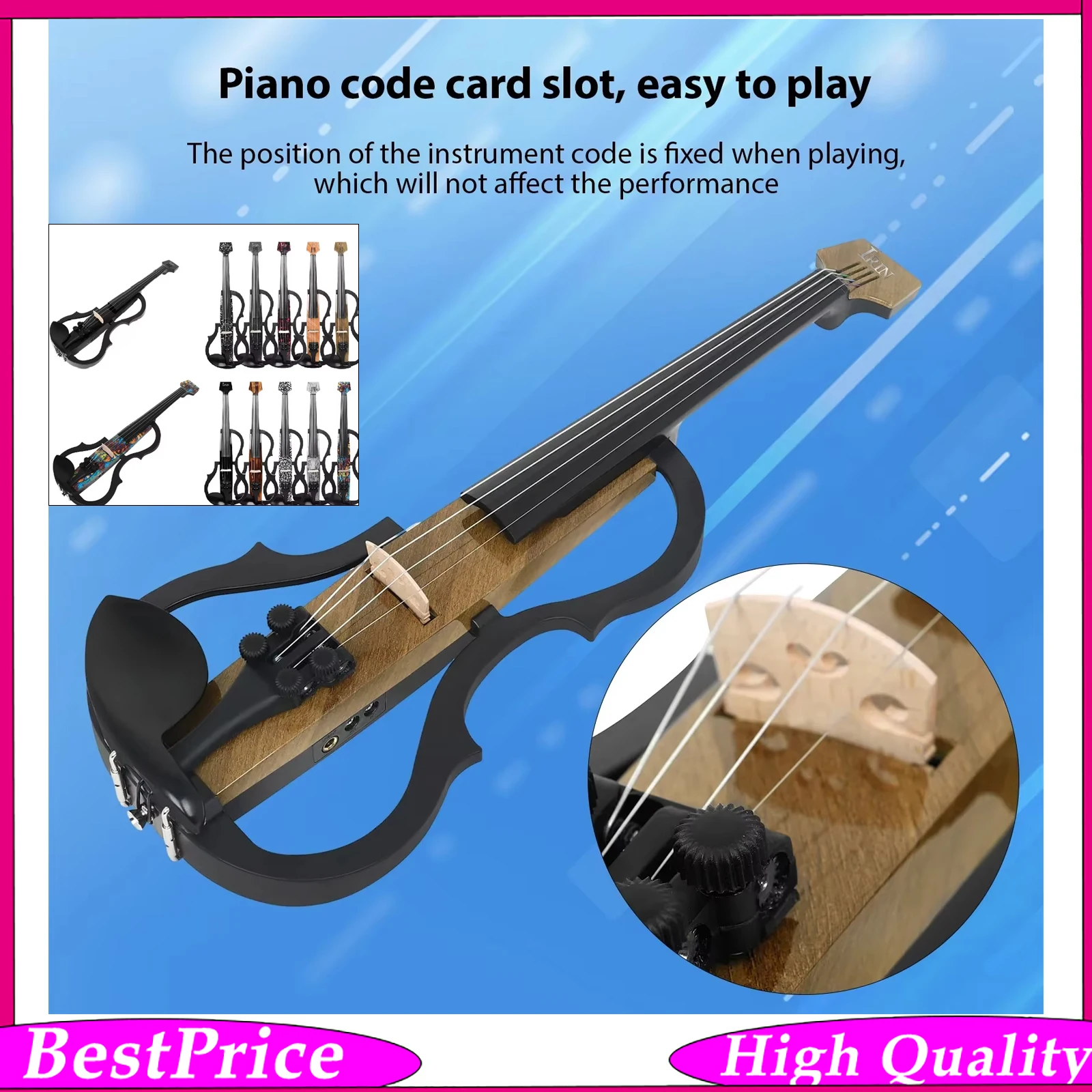  IRIN AU-10 4/4 Electric Violin Smart Tech Carbon Fiber Violin Silent Electric Violin Delay Headphones Shoulder Rest