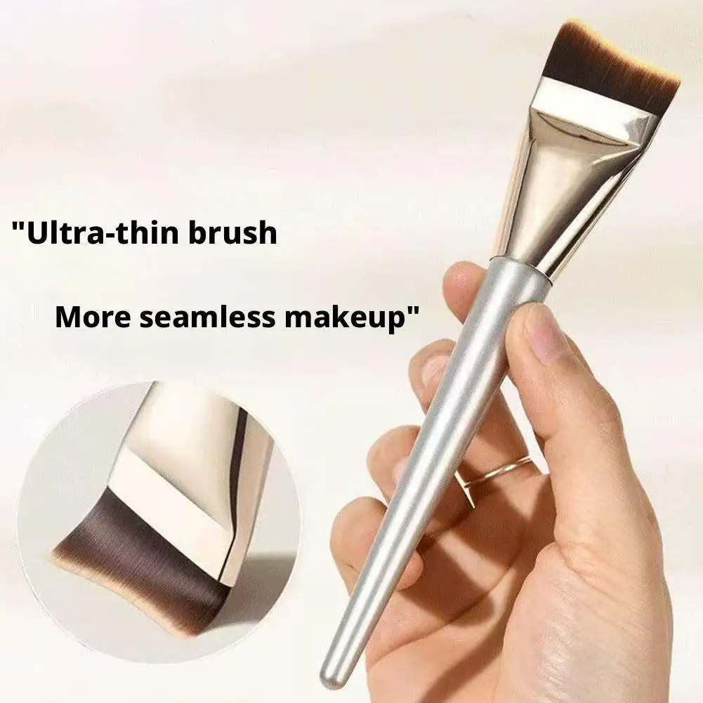 Brocha para base sin polvo, brocha de maquillaje de cabeza plana, corrector de máscara, brocha sin costuras, brocha ultrafina, herramientas de belleza