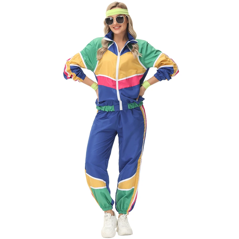 Same Style Couple Music Festival Disco Performance Costume Party Casual Play Hip-Hop Costume Retro Jacket+Pants Two-Piece Set