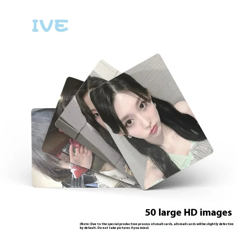 IVE Caixa Contendo Korean Girl Group, Periféricos Laser Cartões Pequenos, Cartão Lomo, Cartões Postais, 57x86mm, 50 Pcs