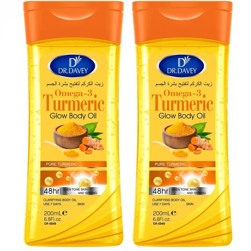 2pcs 200ml Turmeric Omega-3 Glow Body Oil Body Skin Care Oil Moisturizing and Hydrating Care Suitable for All Seasons  Body Face