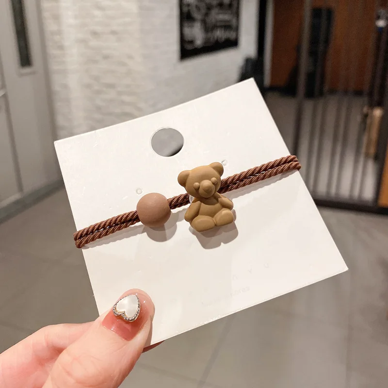 

Милые ленты для волос с медведем и кроликом, эластичные держатели для хвоста для маленьких девочек, резинки для волос, повязки на голову, 1 шт.