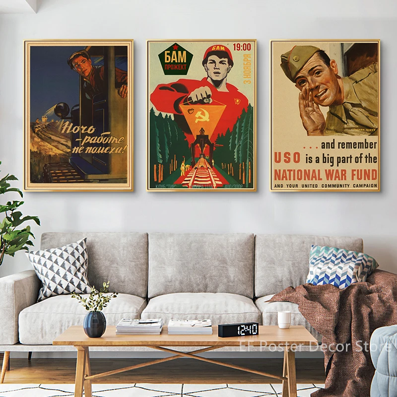 Buy Three Get Four USSR CCCP Russian Stalin Portrait Poster Prints Vintage Home Room Art Wall Decoration Soviet Retro Painting