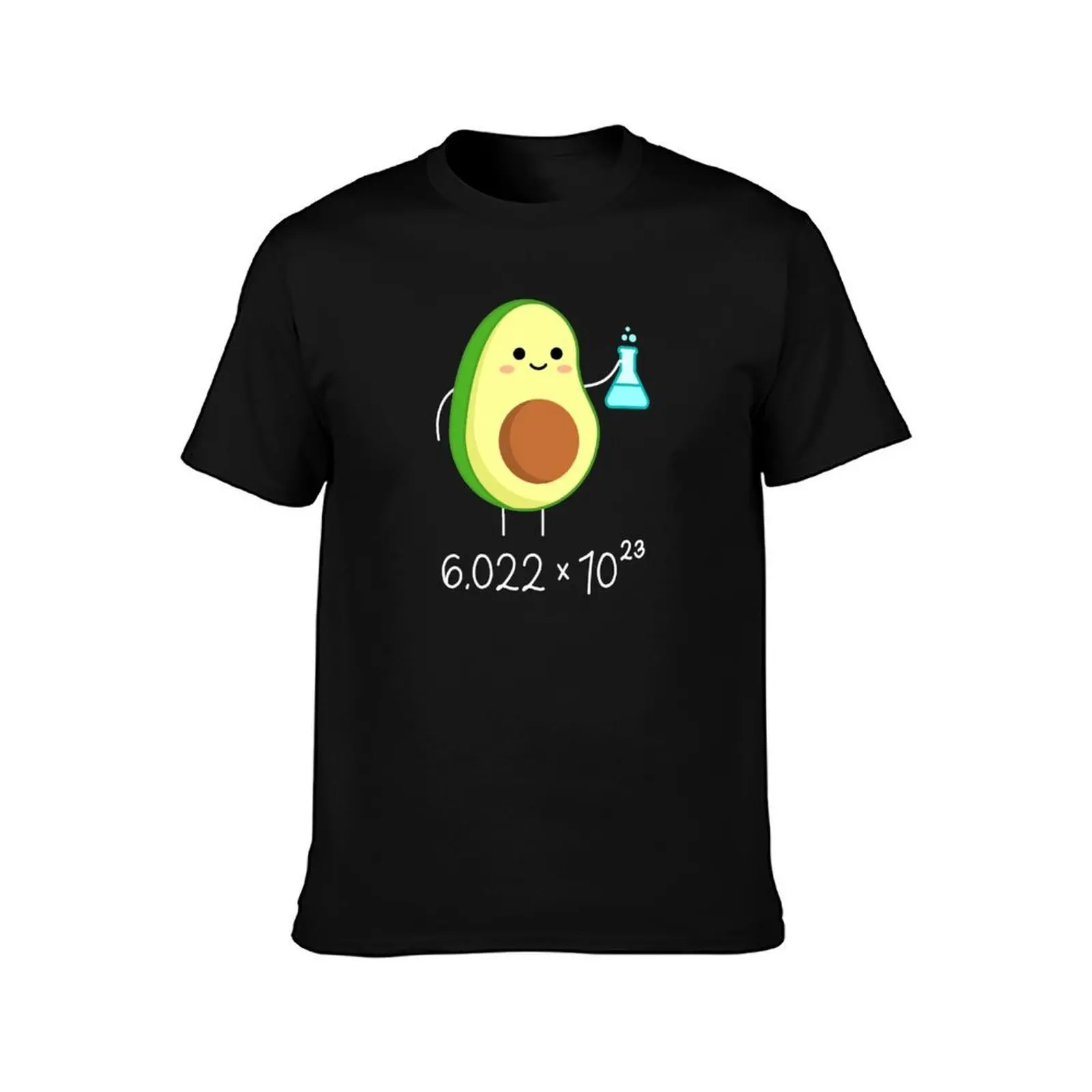 Avogadro's Number Pun. Cute Avocado Chemist. T-Shirt, Summer Casual Cotton Tee, Oversized Streetwear Tops, Vintage Graphic Print