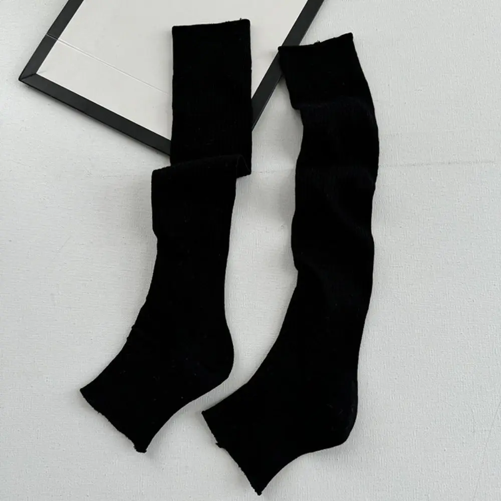 

Elastic Lolita JK Calf Socks Ultra-Thin Solid Color Knee High Socks Cotton Open Toe Mid-tube Stocking Summer