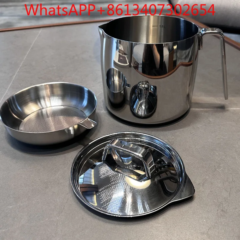 Household 316 stainless steel lard storage tank with lid mesh filter oil residue (1pcs)