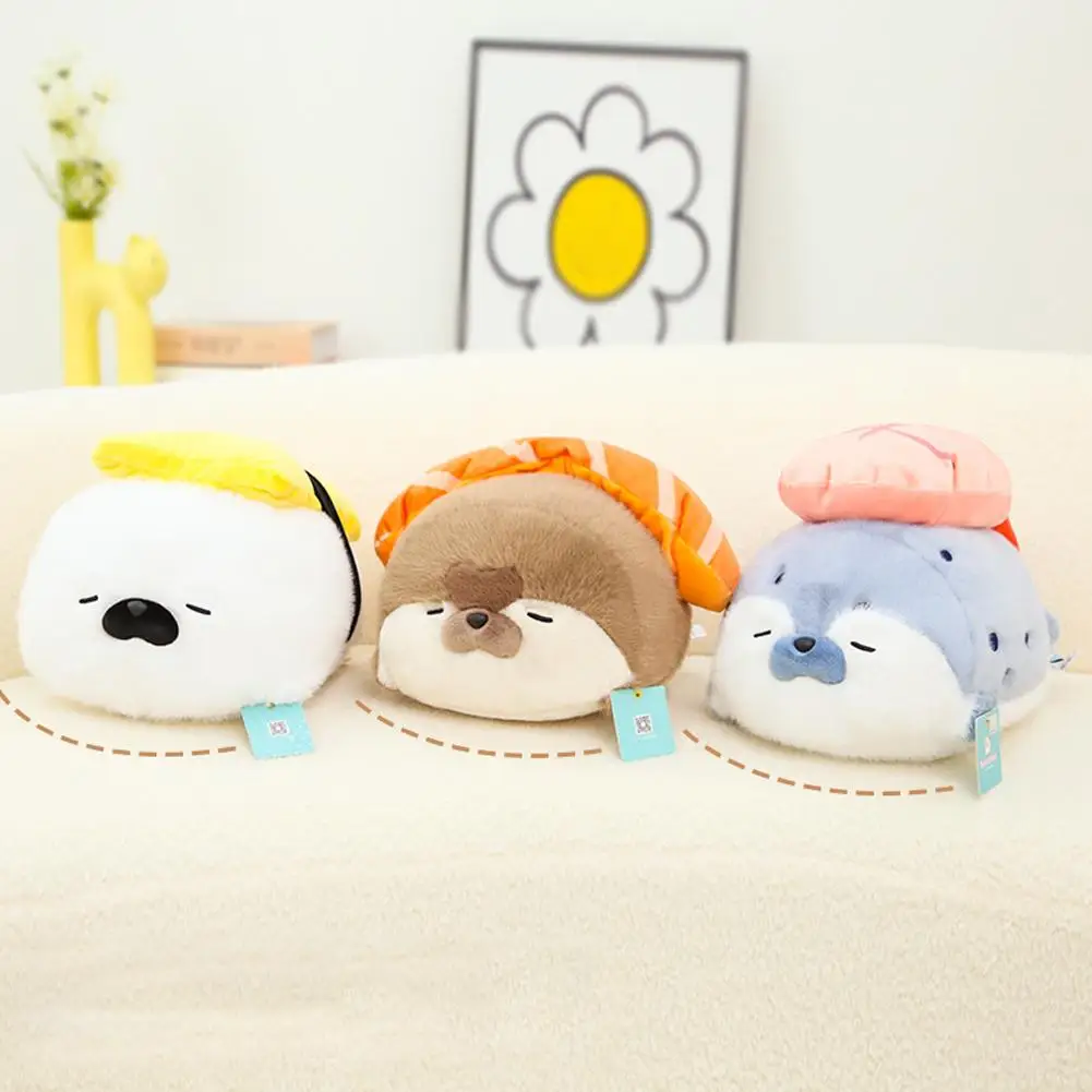 Kawaii dibujos animados criatura marina nutria marina muñeca de peluche almohada sello azul nutria de mar Animal relleno regalo de cumpleaños para niños y niñas