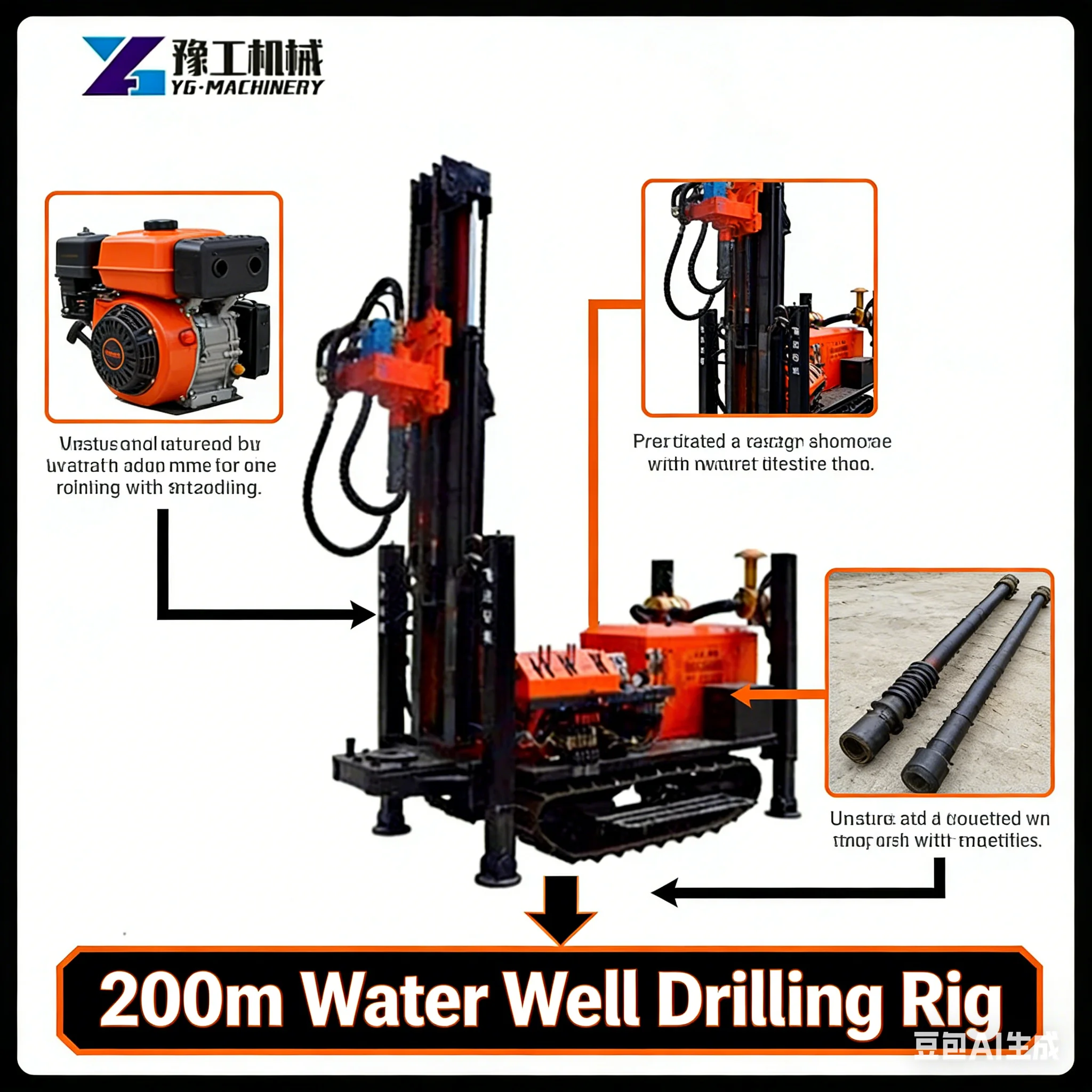 Customized 600M Hydraulic Water Well Drilling Rig Motor Borehole Drilling Rig Machine Tractor-Mounted Drilling Rig For Agricultu