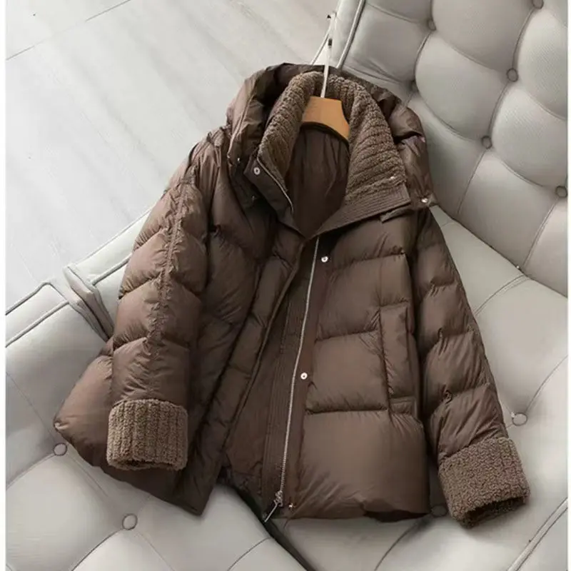 Winter New Down Cotton Padded Jacket Women\'s Hoodie Fashion Loose Large Size Thickened Snow Parka Full Zip Quilted Jackets