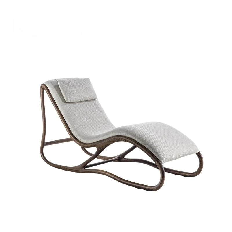 

Black walnut leisure chair Italian solid wood recliner lazy sofa