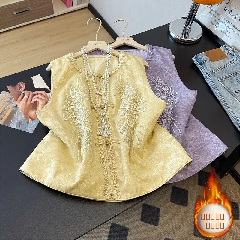 

Korean Sle plus Size Women's Thiened Autumn Winter New Chinese Sle Set Vest Base irt Top Two Piece Set Commute Sle